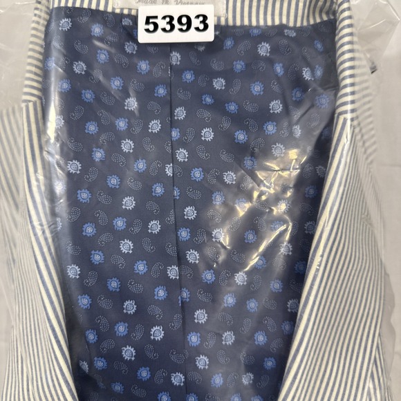 BLAZER JACKET Chaps Mens 52R Blue Striped Seersucker Cotton Preppy Sport Coat - Picture 11 of 11